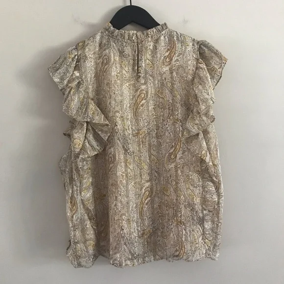 NWT Joie | Sheer Paisley Sleeveless Ruffle Top | Med - Picture 3 of 9